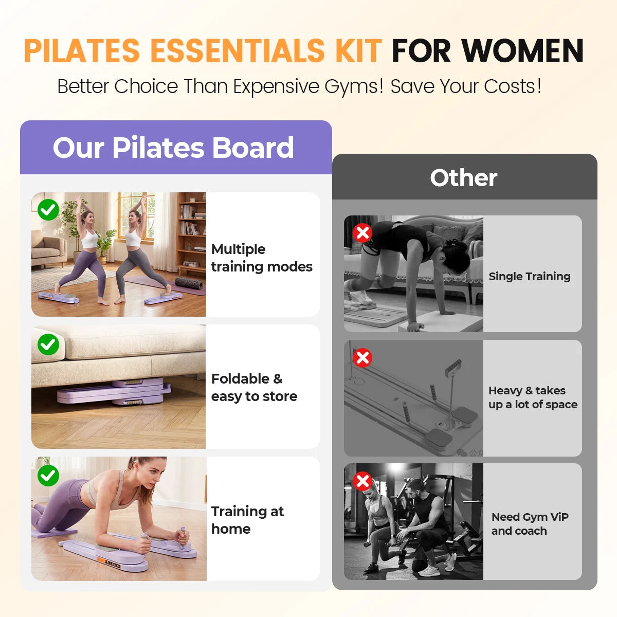 Adjustable Split Pilates Board 5 In 1 Full Body Trainer Silent Stable Home Gym Fitness Equipment Foldable Compact Ab Core Glutes
