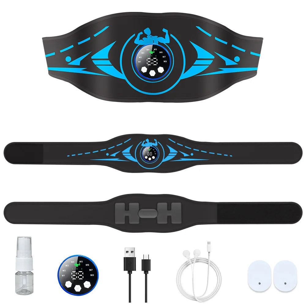 Smart EMS Belt Ab Trainer Waist Massager With Charging Display - For Effective Abdominal And Lumbar Workout