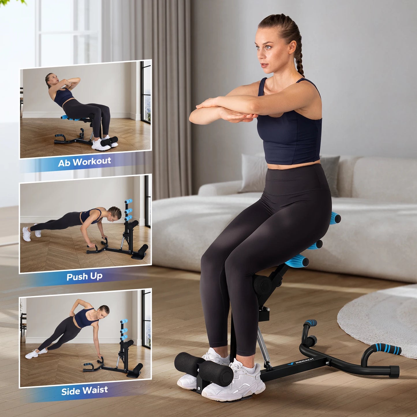 Merach Deep Squat Machine Adjustable Glutes Trainer Core Legs