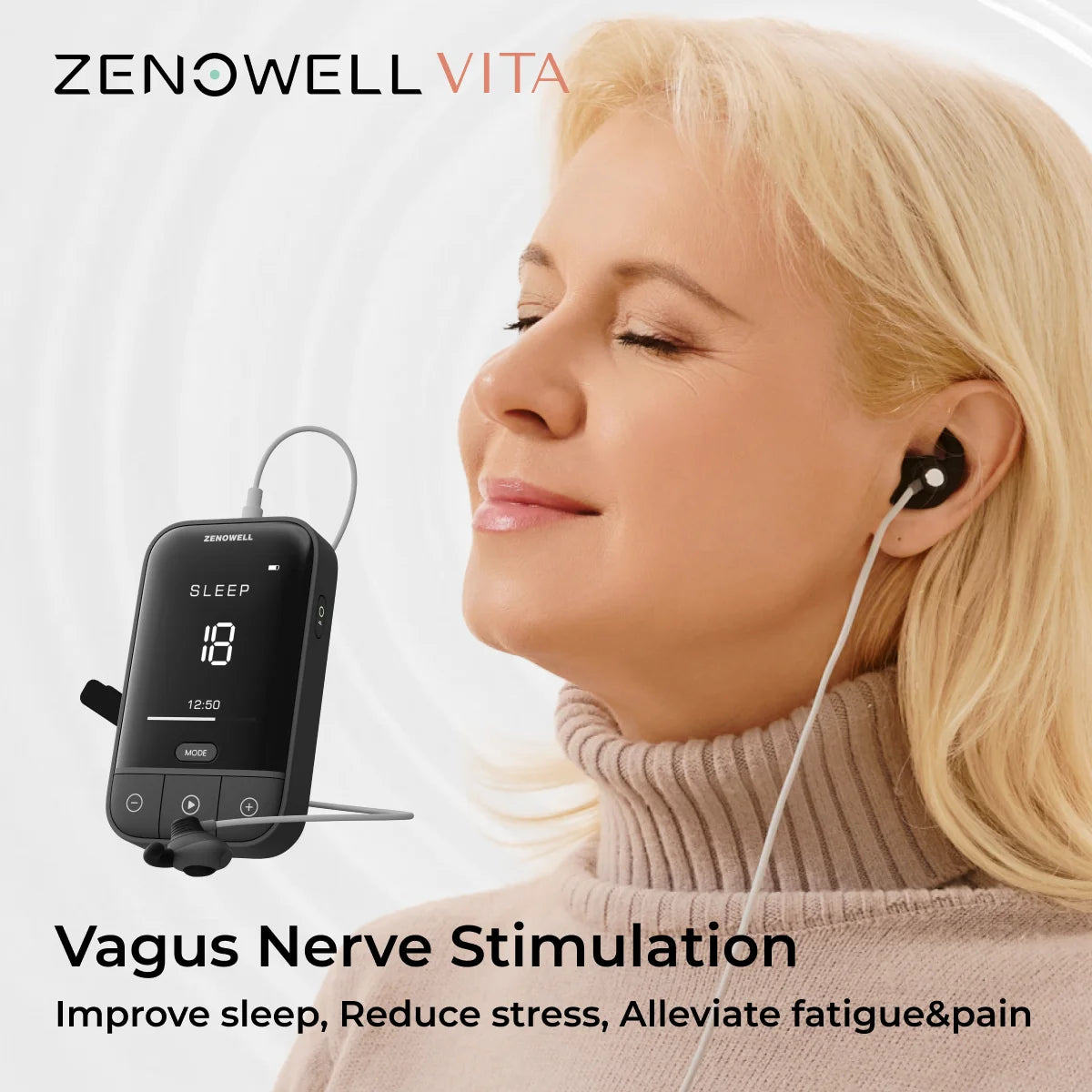 ZenoWell Vagus Nerve Stimulation Device,Restore Calm,Sleep Better,Stress Relief through Auricular Vagus Nerve Stimulator