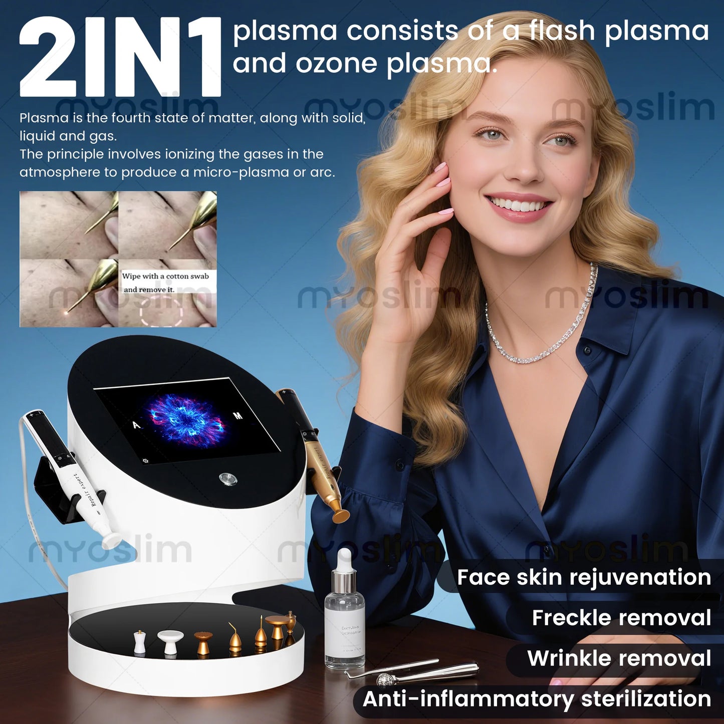 RF 2 In 1 Ozone Plasma Lift Therapy Facial Rejuvenation
