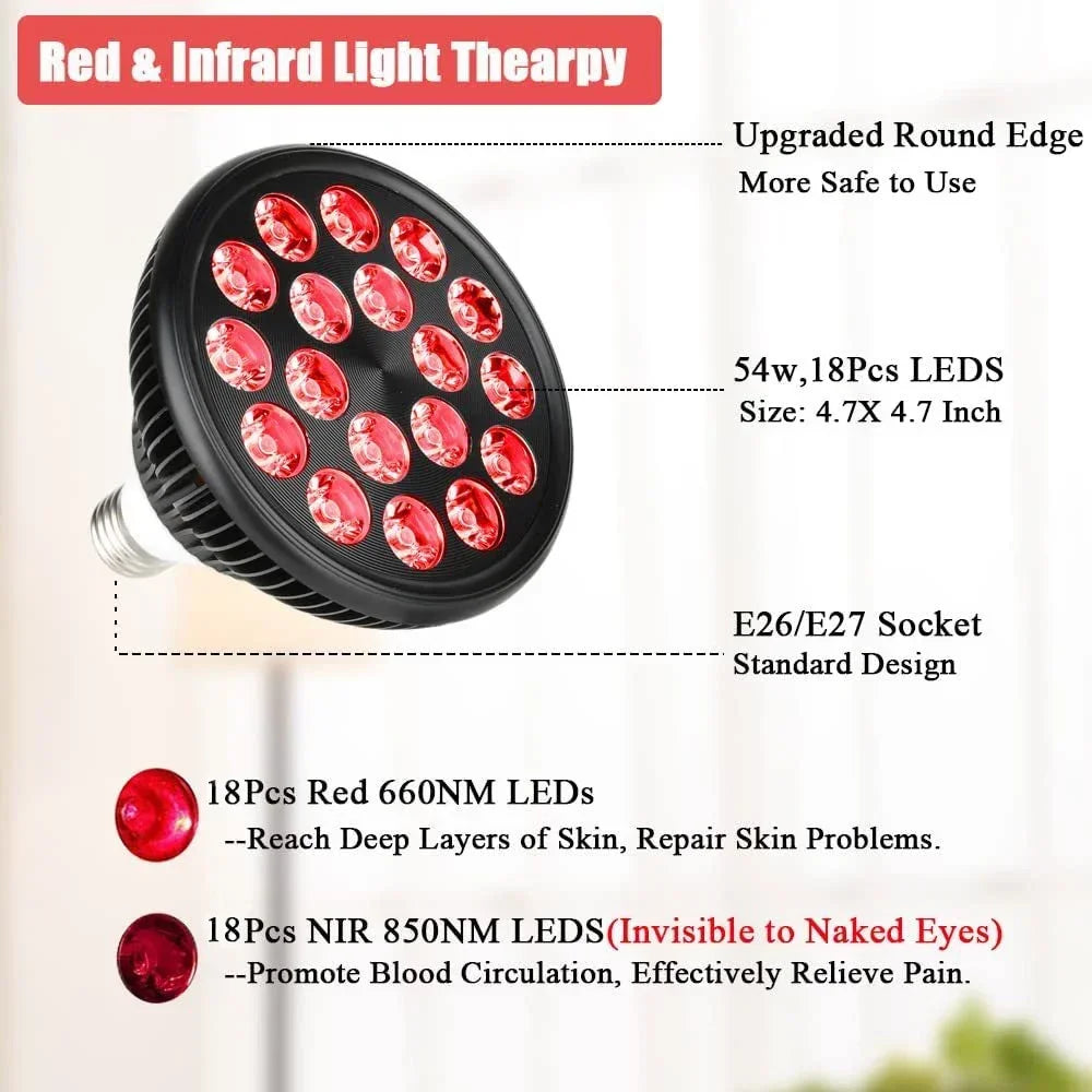 Red Light Therapy Lamp for Face 660&850nm with stand Infrared Light Therapy Device for Muscle Joint Pain Relief Skin HealthTools