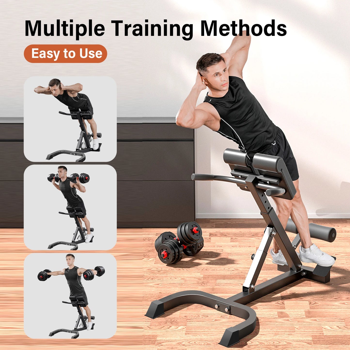 Folding Roman Chair Hyperextension Bench For Core Back Strength