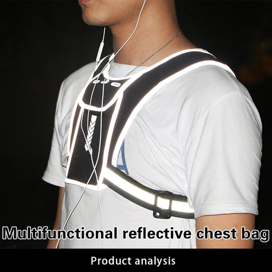 Hydration Backpack Reflective Water Bottle Knapsack with Headphone Holes Adjustable for Jogging Fitness for Climbing Hiking