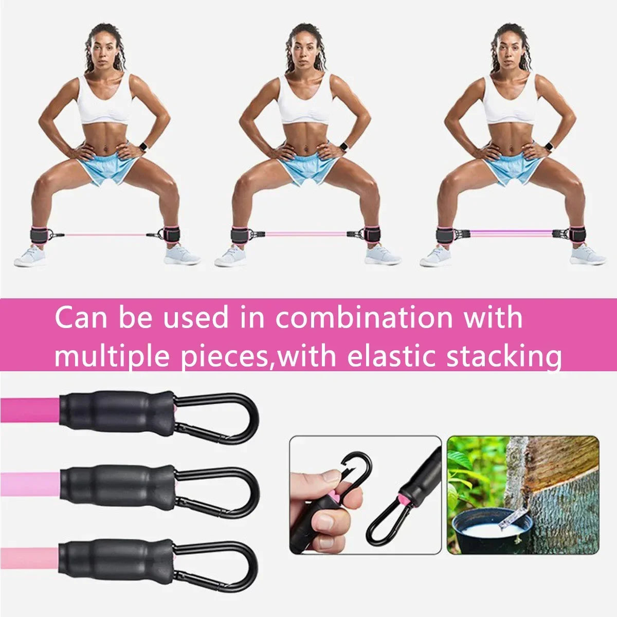6pcs Buttocks with gantry, hip lift, ankle resistance, elastic trainer, ankle ring, hip leg tension rope, shaping and slimming