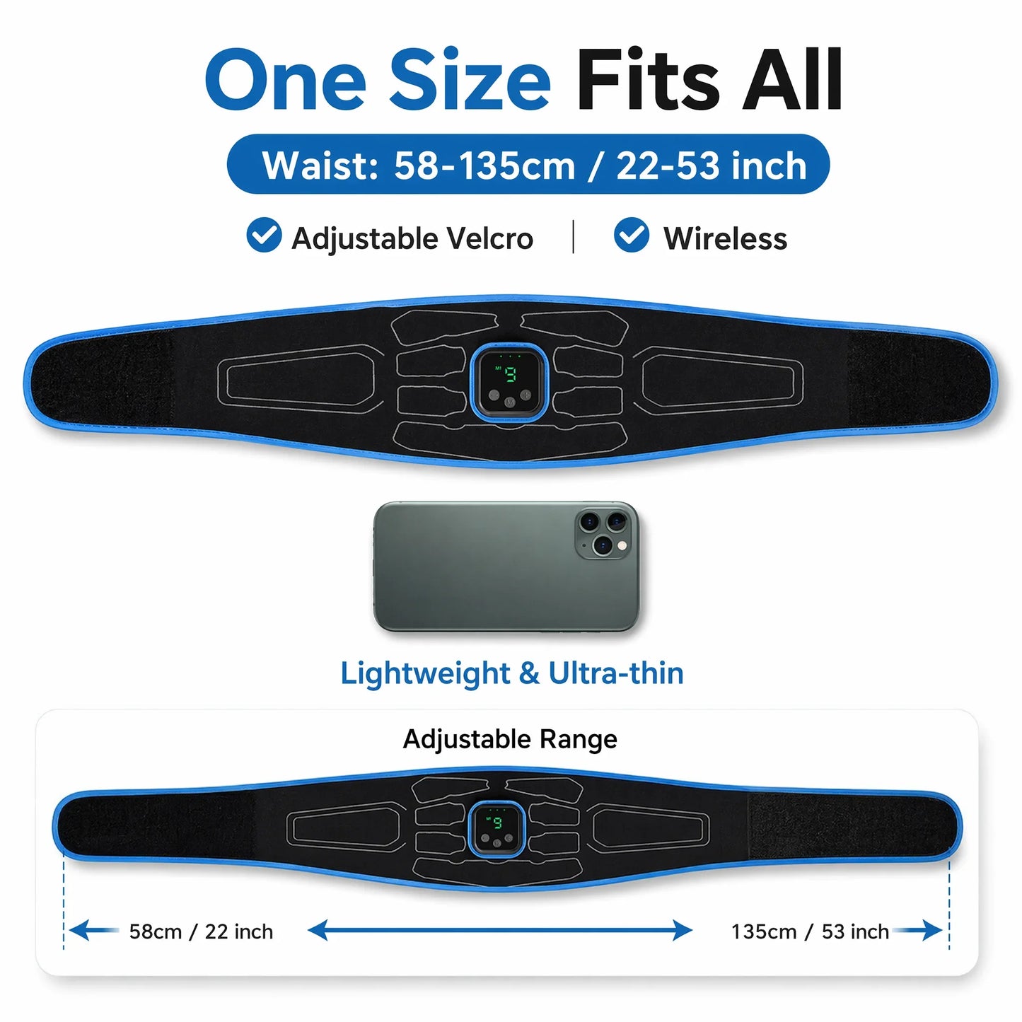Smart EMS Abdominal Muscle Trainer Belt No Gel Needed Fitness Body Shaper Massager 9 Levels Intensity Home Gym Equipment