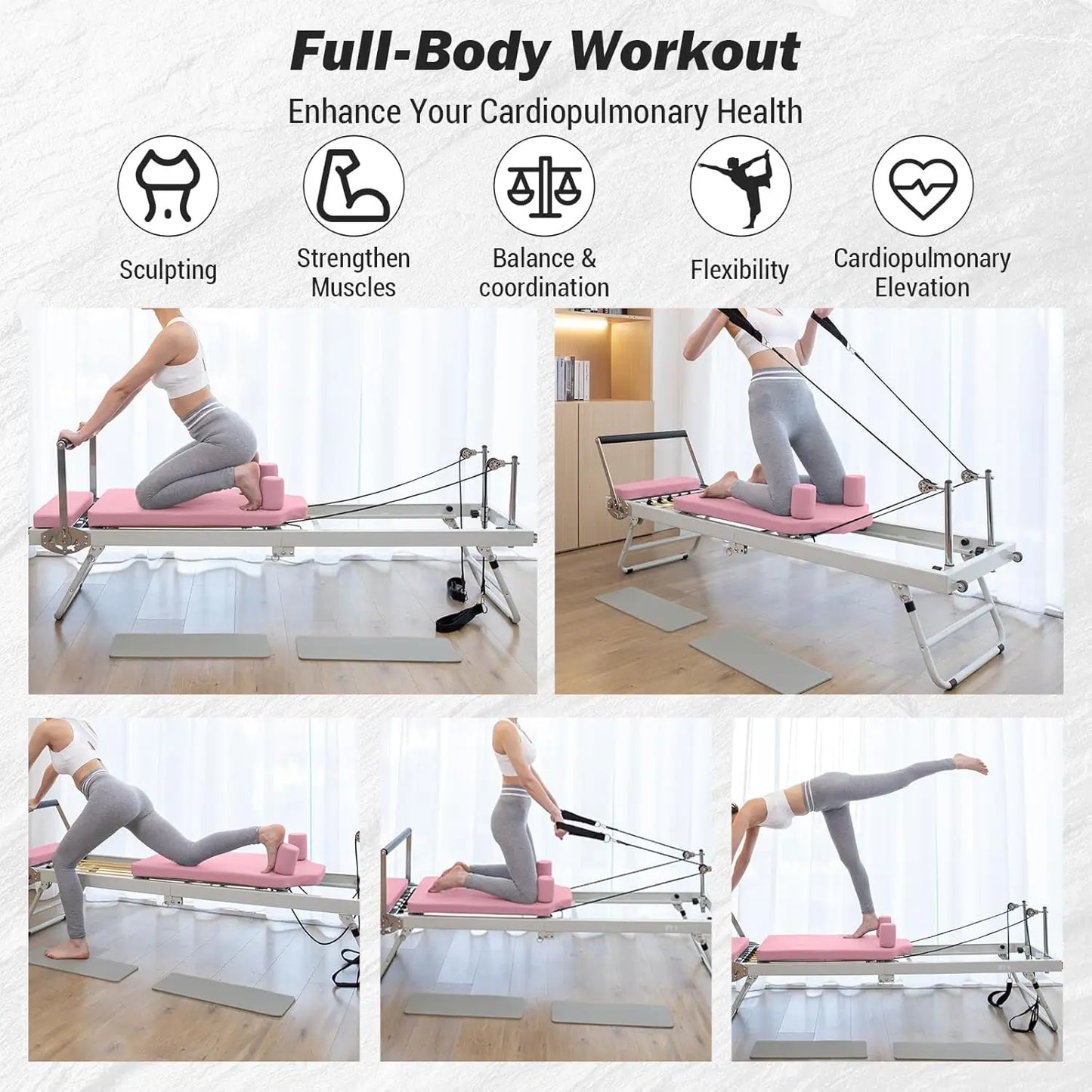 Pilates Reformer Machine With Jump Board For Home Gym Training