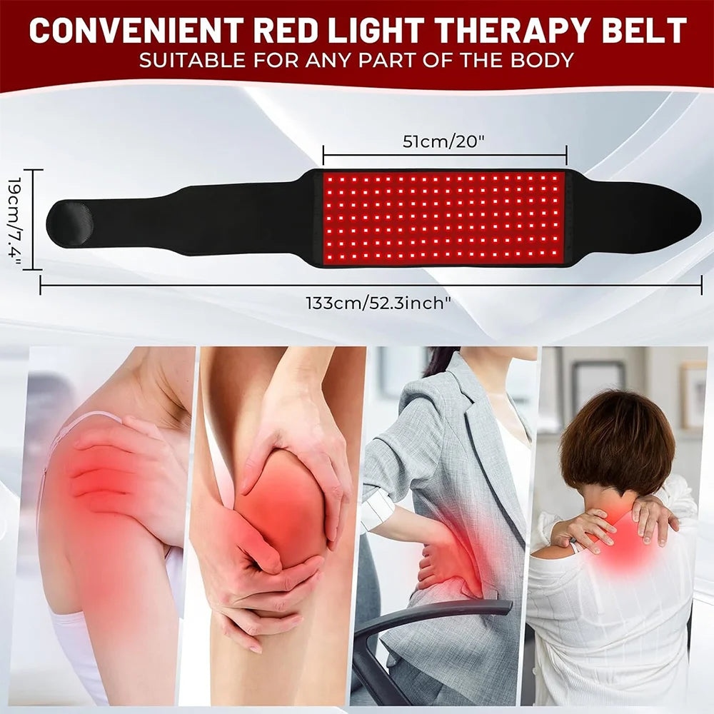 NEW 140PCS LED Red Light Therapy Belt Infrared Light Therapy Wrap660nm&850nm for Body with Timer Back Shoulder Waist Pain Relief