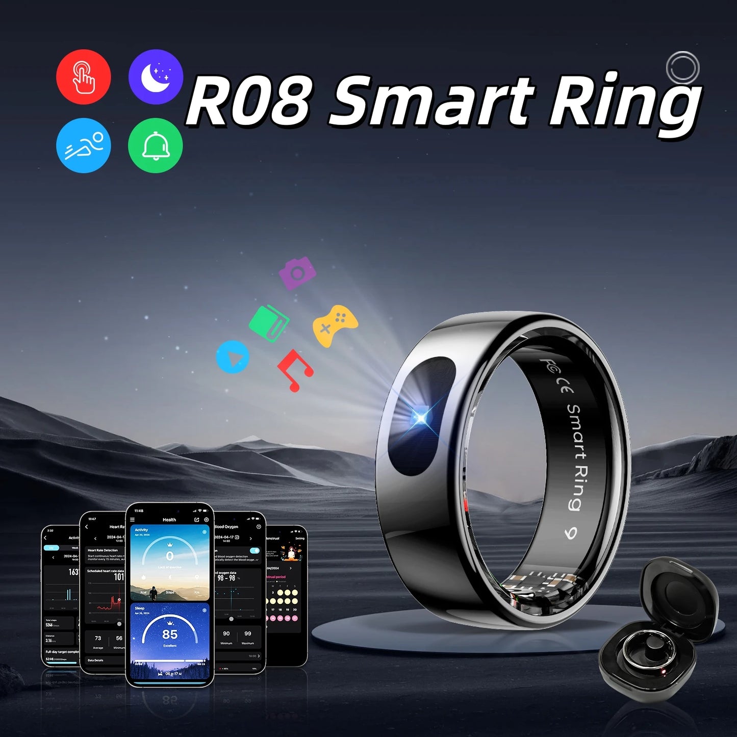 Govllfoz R08 Smart Ring Health Sleep Monitor 5ATM Waterproof