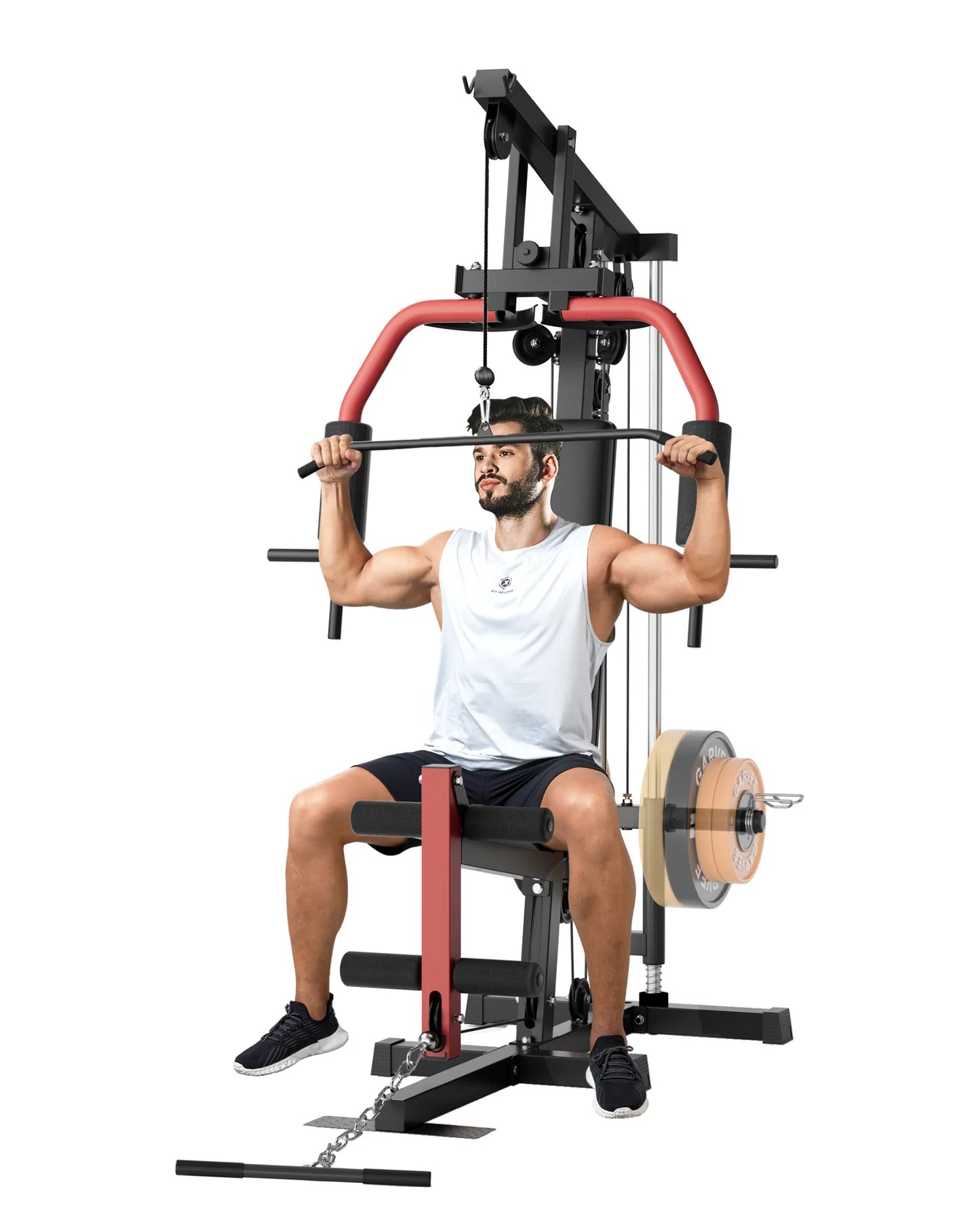HiMISS 5 In 1 Home Gym Machine With Lat Pulldown Leg Extension Seated Row