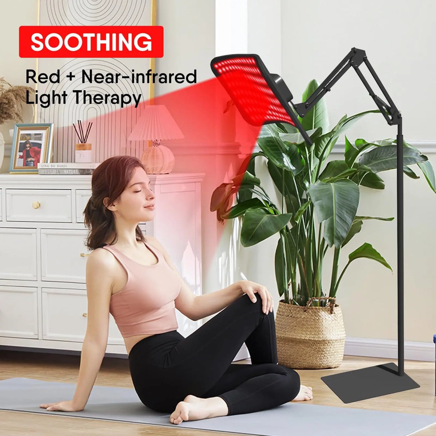 Red Light Therapy Panel with Adjustable Stand,Dual Chip 660&850 nm LED Near Infrared Light Device for Skin Health, Pain Relief