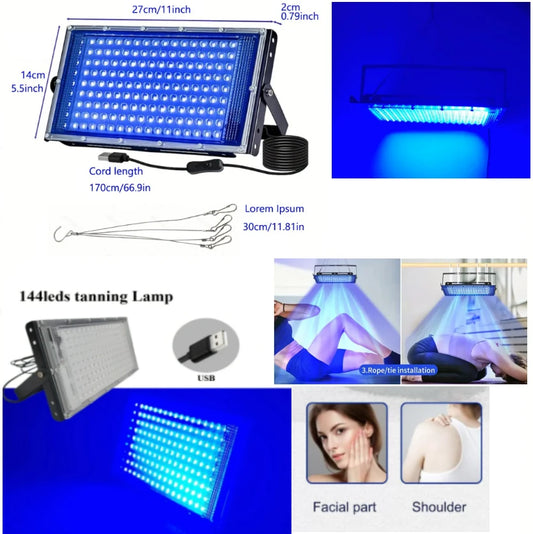 Large size 144 Leds Ultraviolet Tanning Lamp Solarium Light board for Body sunbathing Skin Bronze Skin Tanning USB Tanning Light