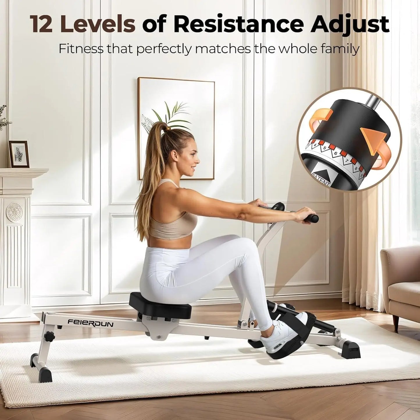 FED Fitness Hydraulic Rowing Machine For Home With 12 Levels