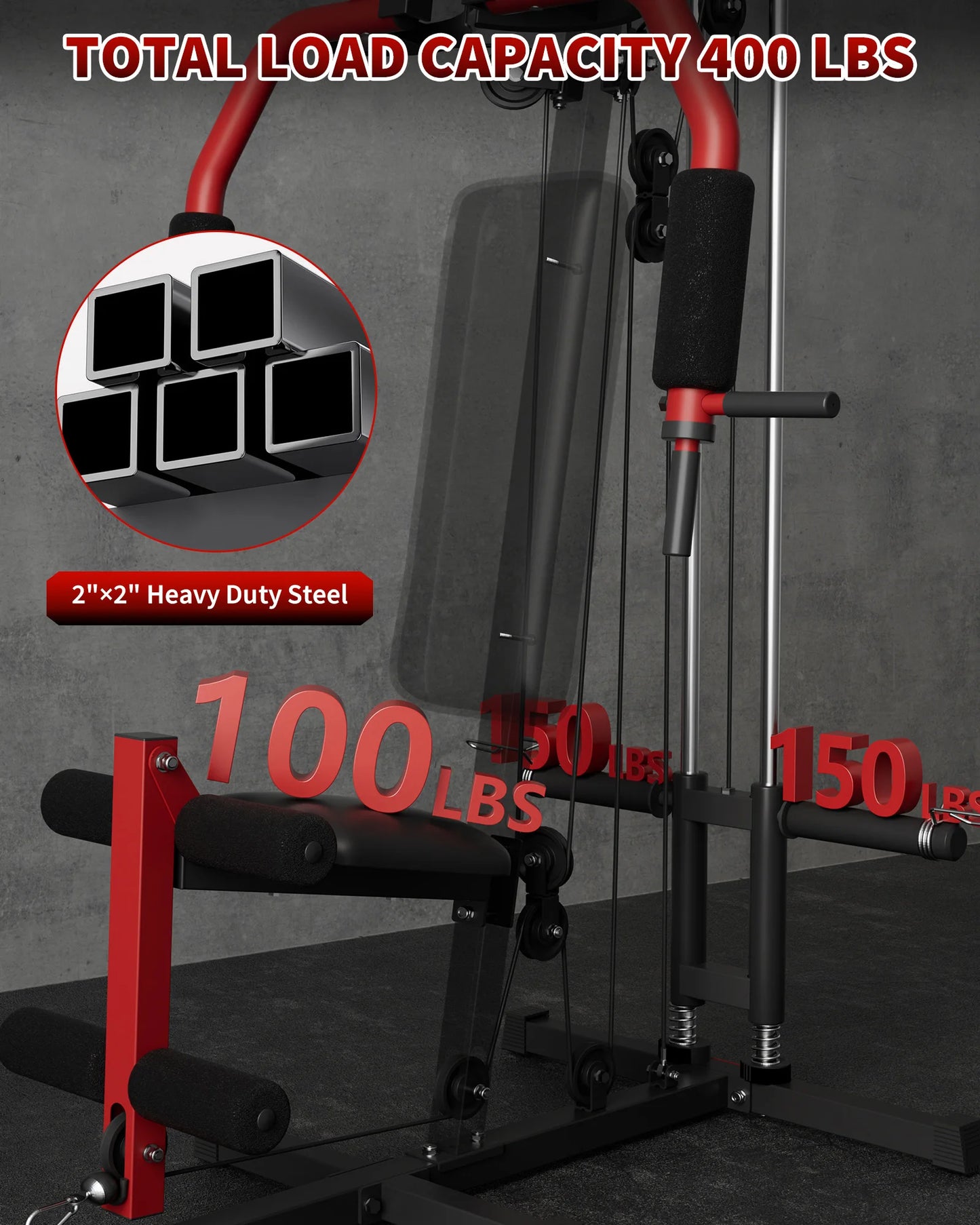 HiMISS 5 In 1 Home Gym Machine With Lat Pulldown Leg Extension Seated Row