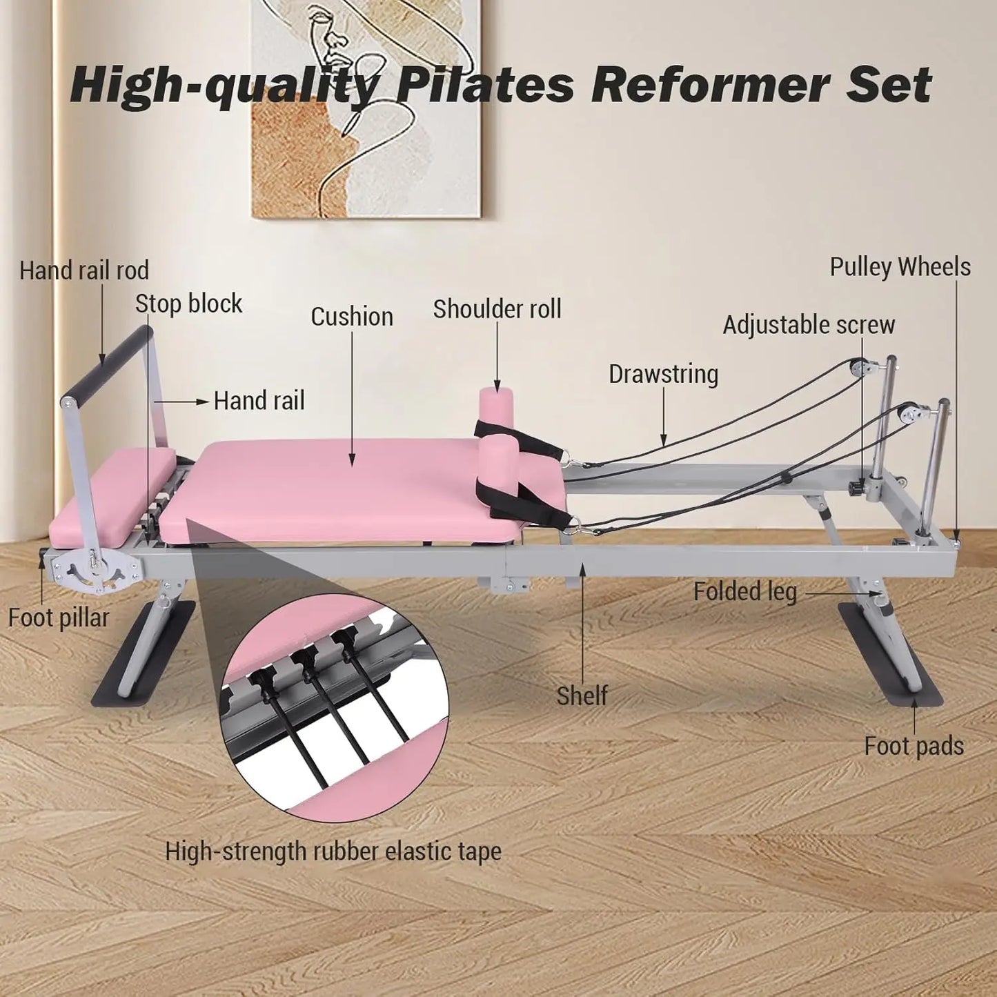 Pilates Reformer Machine With Jump Board For Home Gym Training