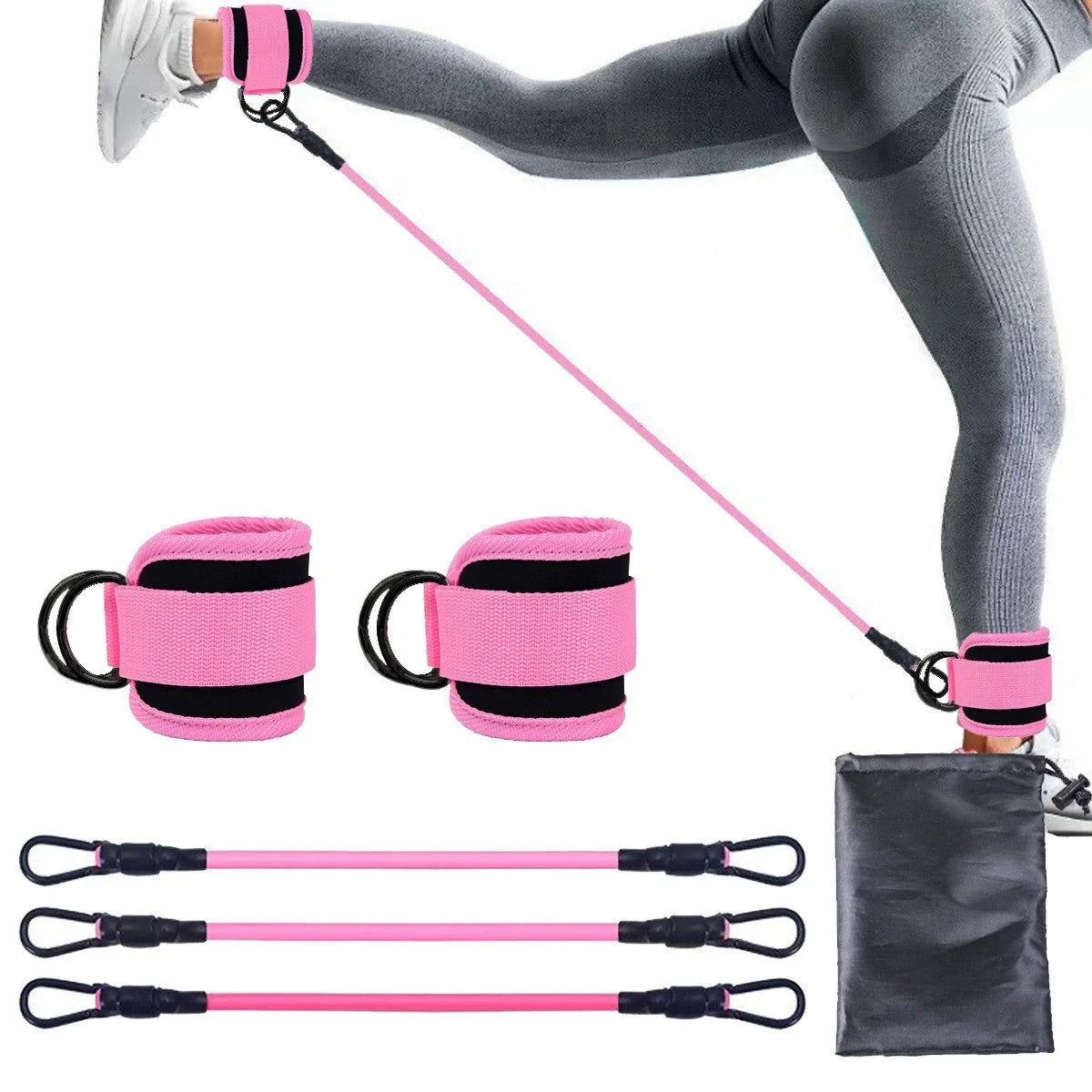 6pcs Buttocks with gantry, hip lift, ankle resistance, elastic trainer, ankle ring, hip leg tension rope, shaping and slimming