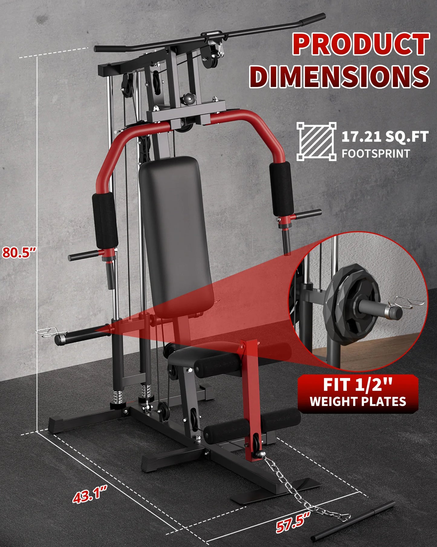 HiMISS 5 In 1 Home Gym Machine With Lat Pulldown Leg Extension Seated Row