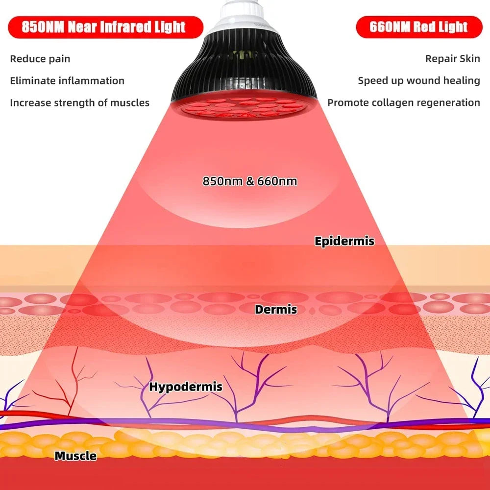 Red Light Therapy Lamp for Face 660&850nm with stand Infrared Light Therapy Device for Muscle Joint Pain Relief Skin HealthTools