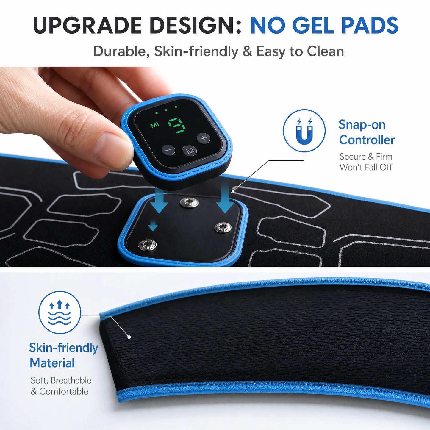 Smart EMS Abdominal Muscle Trainer Belt No Gel Needed Fitness Body Shaper Massager 9 Levels Intensity Home Gym Equipment