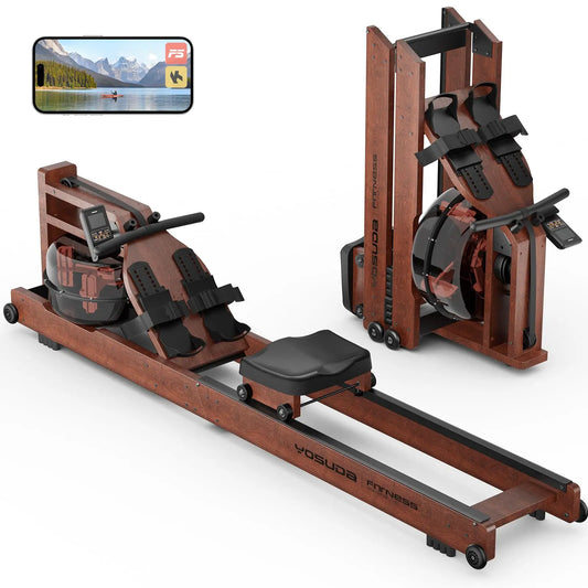 YOSUDA Water Rowing Machines for Home Use- Foldable Rower Machine 400LBS Weight Capacity with Dedicated Monitor & Bluetooth APP