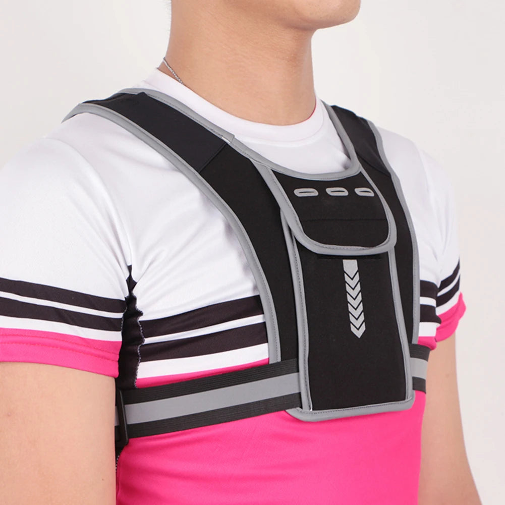 Hydration Backpack Reflective Water Bottle Knapsack with Headphone Holes Adjustable for Jogging Fitness for Climbing Hiking
