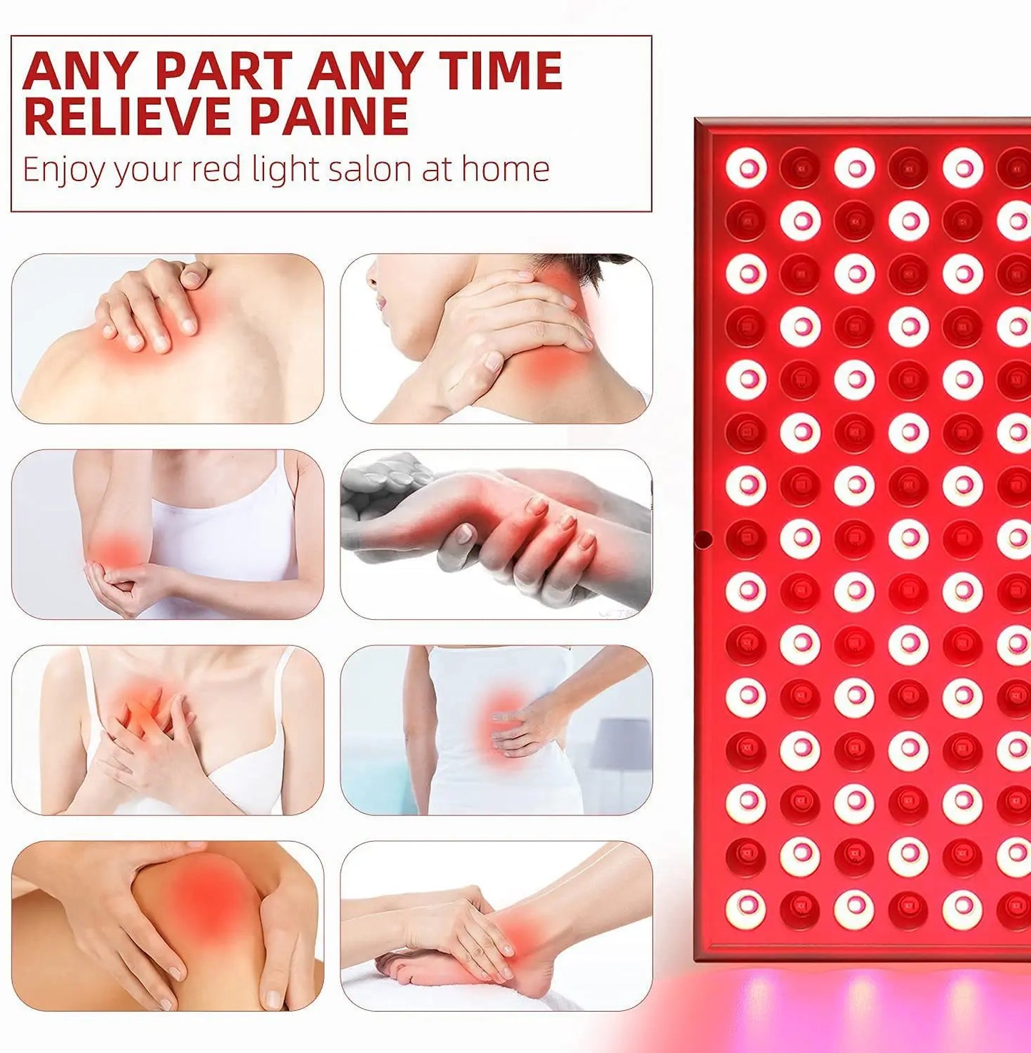 225Pcs LED Red Light Panel Lamp for LED Light Back Pain Relief Weight Loss Slimming Machine Waist Shoulder Heat Massager