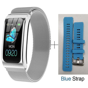 Active Heart Sport Bracelet 0 Elite Fitness Essentials SILVER STEEL BLUE 