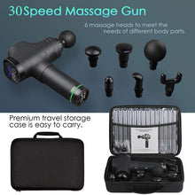 Load image into Gallery viewer, Deep Tissue Massage Gun - 30 Speeds 6 Heads Super Quiet Brushless Motor LCD Touch Display Percussion Massager - Elite Fitness Essentials