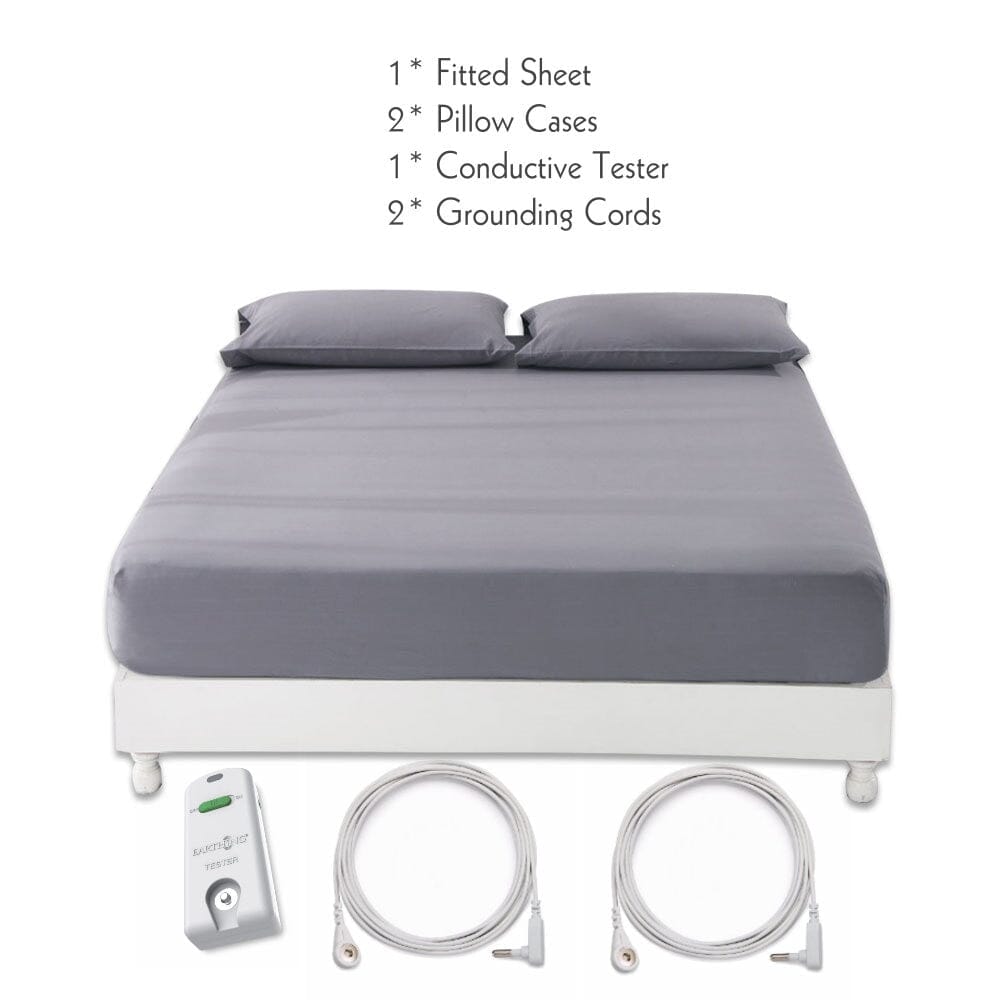 Earthing Grounding Double Bed Sheet & 2 Pillow Cases Elite Fitness Essentials Beige 90x190CM 